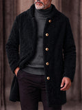 Ultra-soft Fleece Button Front Long Coat