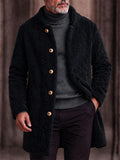 Ultra-soft Fleece Button Front Long Coat