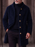Ultra-soft Fleece Button Front Long Coat