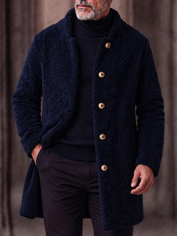 Ultra-soft Fleece Button Front Long Coat