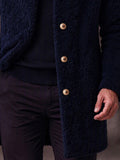 Ultra-soft Fleece Button Front Long Coat