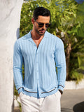 Casual Versatile Striped Button Down Knit Shirt