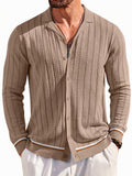 Casual Versatile Striped Button Down Knit Shirt