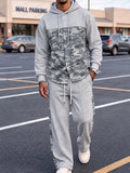 Casual Street Style Camo Panel Hoodie Set