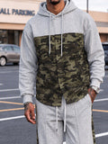 Casual Street Style Camo Panel Hoodie Set