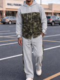 Casual Street Style Camo Panel Hoodie Set