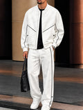 Urban Relaxed Contrast Piping Jacket Pants Set