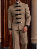 Military Style Mandarin Collar Zip Jacket Set