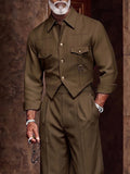 Utility Safari Style Cropped Jacket Pants Set