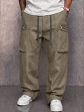 Casual Relaxed Fit Zip Pocket Cargo Jeans