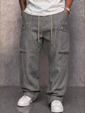 Casual Relaxed Fit Zip Pocket Cargo Jeans