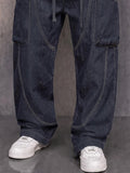 Casual Relaxed Fit Zip Pocket Cargo Jeans