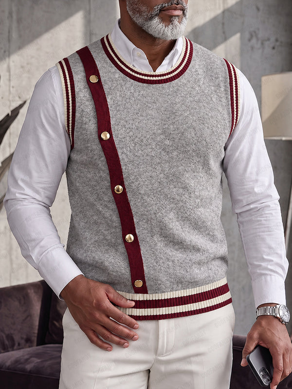 Old Money Style Contrast Trim Knit Vest