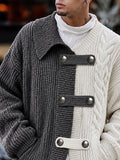 Streetwear Irregular Colorblock Knit Cardigan