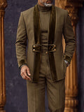 Smart Casual Velvet Patchwork Blazer Pants Set