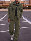 Utility Camo Patchwork Overshirt Pants Set