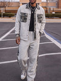 Utility Camo Patchwork Overshirt Pants Set