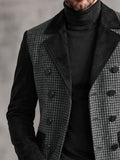 Smart Casual Suede Panels Houndstooth Blazer