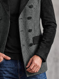 Smart Casual Suede Panels Houndstooth Blazer