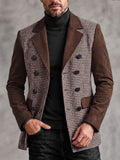 Smart Casual Suede Panels Houndstooth Blazer