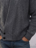 Casual Diagonal Button Placket Knit Cardigan