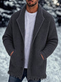 Modern Relaxed Frayed-Edge Hem Cardigan