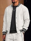 Athletic Fleece Baseball Collar Two Piece Tracksuit
