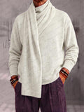 Casual Relaxed Fit Wrap Neck Knit Pullover Top