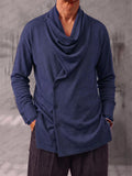 Casual Double-Breasted Cowl Neck Cardigan