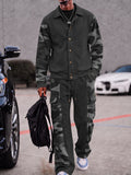 Military Camo Patchwork Jacket and Pants Set