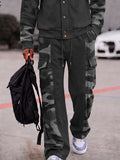 Military Camo Patchwork Jacket and Pants Set