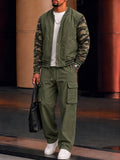 Casual Camouflage Color Block Matching Set