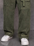 Casual Adjustable Snap Hem Corduroy Cargo Pants