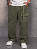 Casual Adjustable Snap Hem Corduroy Cargo Pants