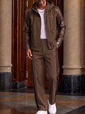 Modern Leather-Look Patchwork Jacket Set