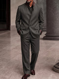 Smart Casual Faux Leather Trim Blazer Set