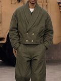 Utility Cotton Double-Breasted Jacket Pants Set