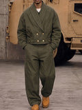 Utility Cotton Double-Breasted Jacket Pants Set