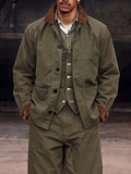 Retro Utility 100% Cotton Cargo Jacket Set