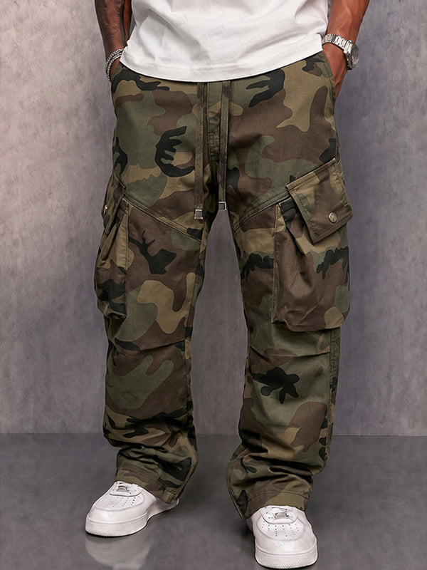 Street Style Camouflage Cargo Drawstring Pants