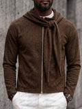Casual Relaxed Fit Ribbed Zip-Up Hoodie