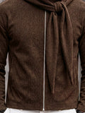 Casual Relaxed Fit Ribbed Zip-Up Hoodie
