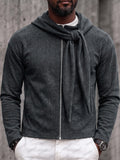 Casual Relaxed Fit Ribbed Zip-Up Hoodie