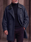 Casual Contrast Lapel Double-Breasted Overcoat
