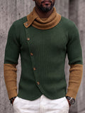 Modern Color Block Ribbed Turtleneck Sweater