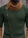 Modern Color Block Ribbed Turtleneck Sweater