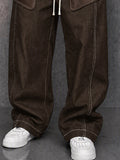 Retro-Inspired Faux Leather Patchwork Casual Pants