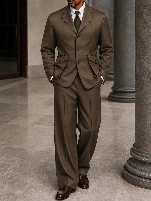 Smart Casual Structured Flap Pockets Suit Set