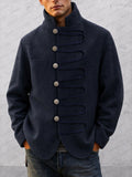 Military Style Stand Collar Button Sweater Coat