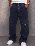 Street Style Corduroy Cargo Wide Leg Pants